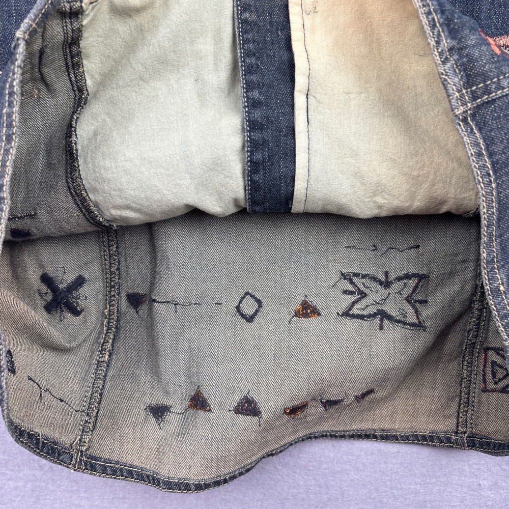 Chico's Denim Vest Womens 2 Large Embroidered Beaded Button Front Western - Picture 7 of 12